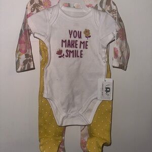 You Make Me Smile White and Yellow Baby Onesie